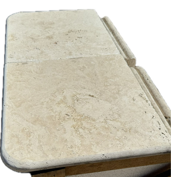 Travertine Classic Light Premium honed external corner bullnose 400x400x30 per each