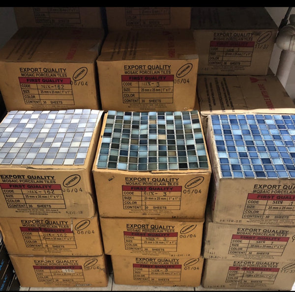 Porcelain 25mm mosaics from Tile Auctions